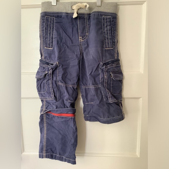 Mini Boden Zip-off Cargos (pants or shorts) Navy w/ grey. Purposely distressed. - Picture 3 of 8